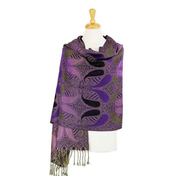 Double Layers Paisley Pashmina Shawl - Picture 4 of 5